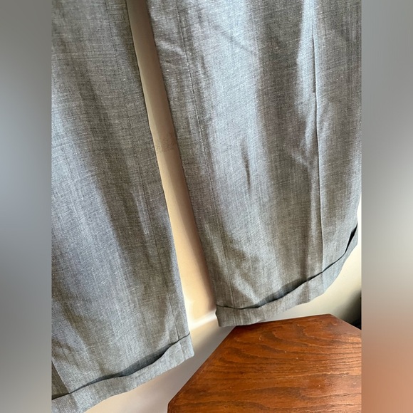 Pringle of Scotland Lightweight Gray Wide-leg Folded Hem Dress Pants size 8 Wool - Picture 3 of 14